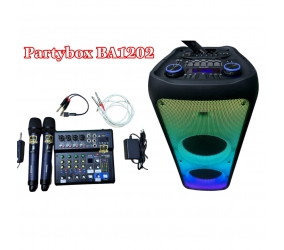 COMBO PARTY BOX BA-1202PB + MIXER THO8 ĐỘ + MICRO W15 ĐỘ